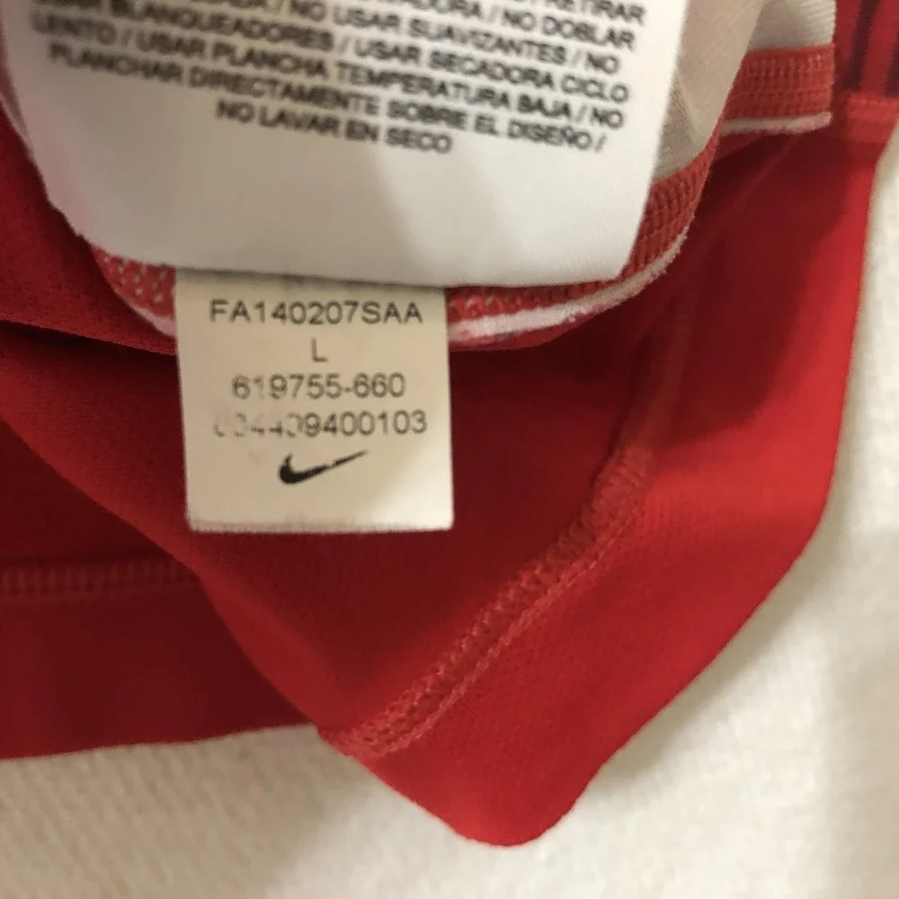 Nike Polo Shirt Mens Large Red Ombre Stripe Dri-FIT Tiger Woods Collection Golf